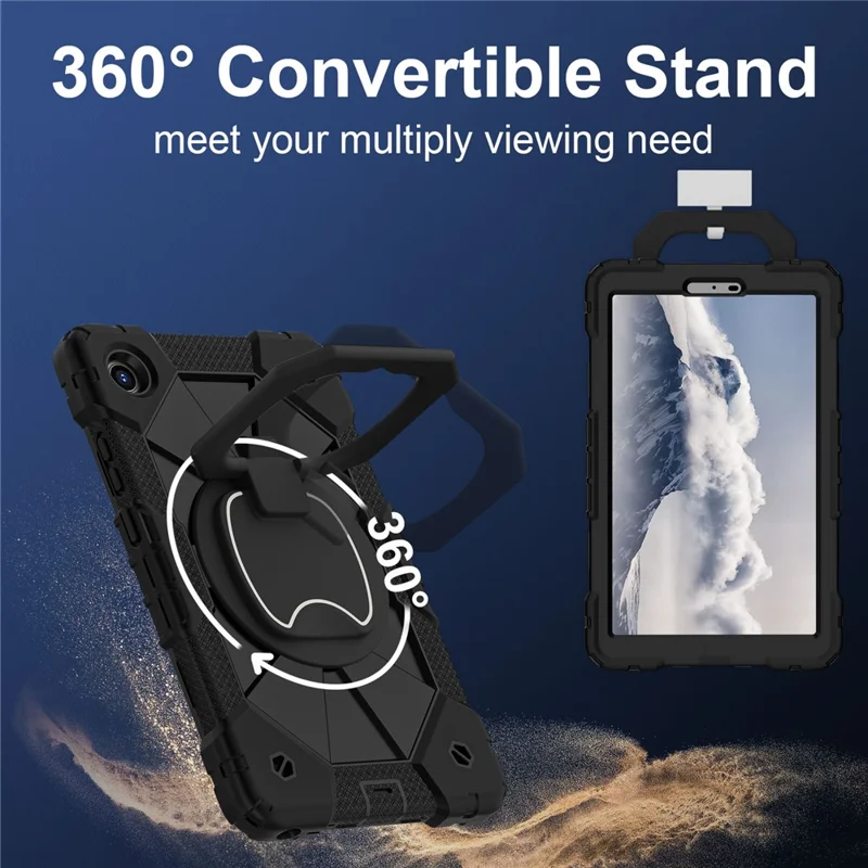 For Lenovo Tab K9 / Tab One Case Silicone + PC Kickstand Tablet Cover - Black / Black