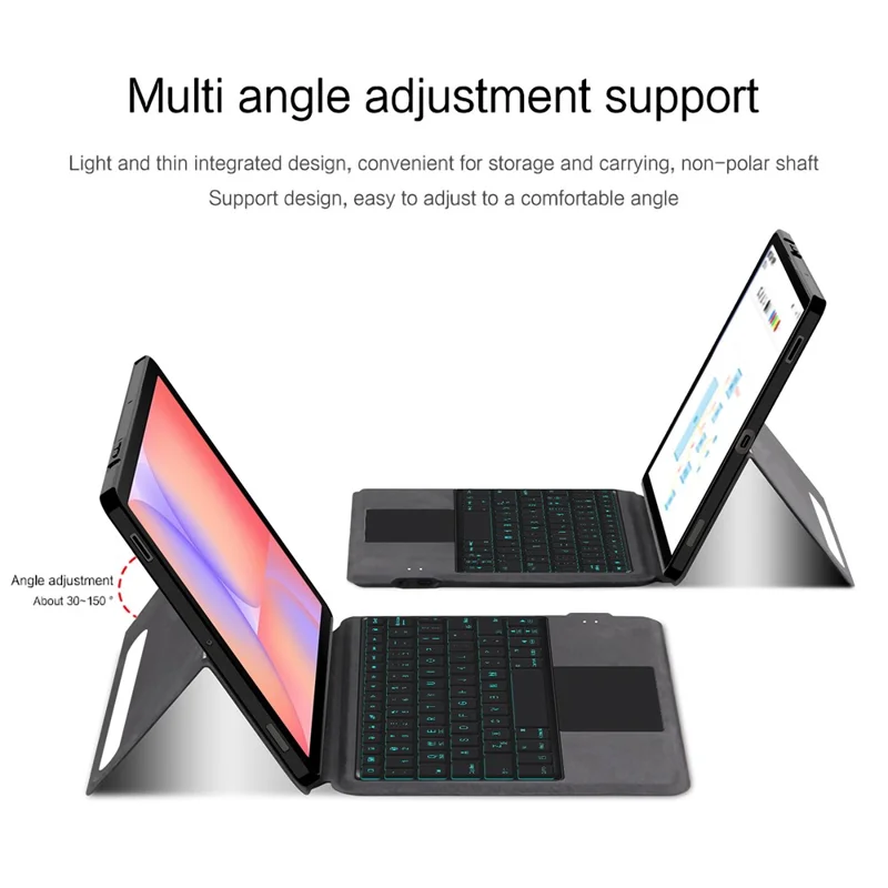 For Samsung Galaxy Tab S10 Lite Leather Case + Touchpad Bluetooth-Compatible Keyboard with Backlit