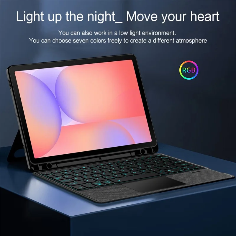 For Samsung Galaxy Tab S10 Lite Leather Case + Bluetooth-Compatible Keyboard with Backlight Trackpad