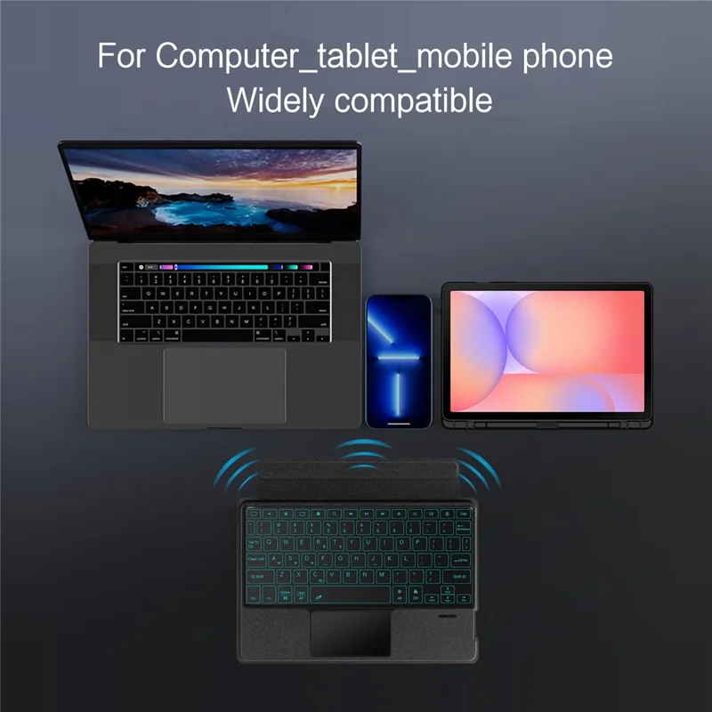 For Samsung Galaxy Tab S10 Lite Leather Case + Bluetooth-Compatible Keyboard with Backlight Trackpad