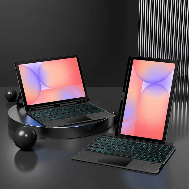 For Samsung Galaxy Tab S10 Lite Leather Case + Bluetooth-Compatible Keyboard with Backlight Trackpad