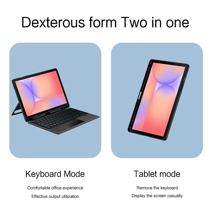 For Samsung Galaxy Tab S10 Lite Leather Case + Bluetooth-Compatible Keyboard with Backlight Trackpad