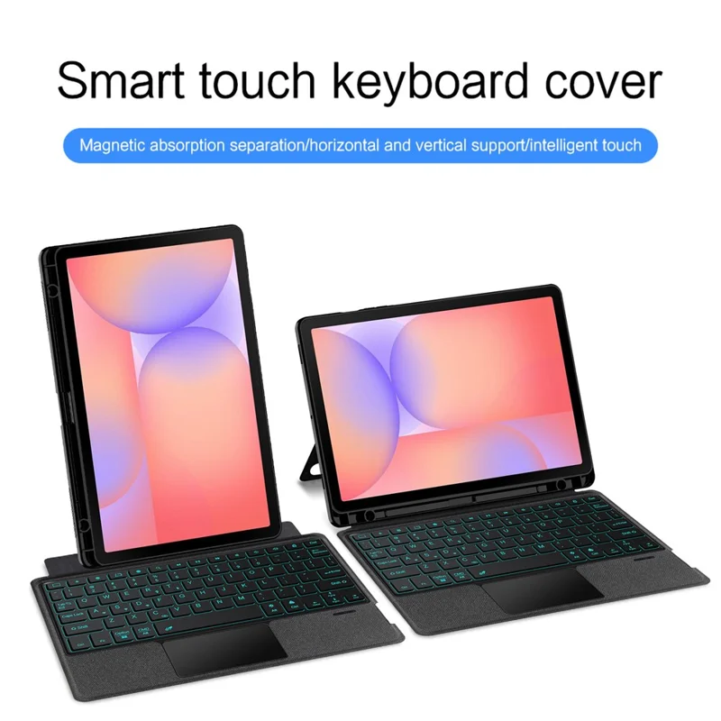 For Samsung Galaxy Tab S10 Lite Leather Case + Bluetooth-Compatible Keyboard with Backlight Trackpad