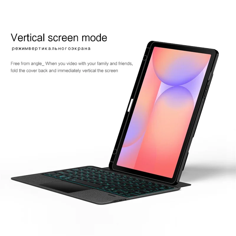 For Samsung Galaxy Tab S10 Lite Leather Case + Bluetooth-Compatible Keyboard with Backlight Trackpad