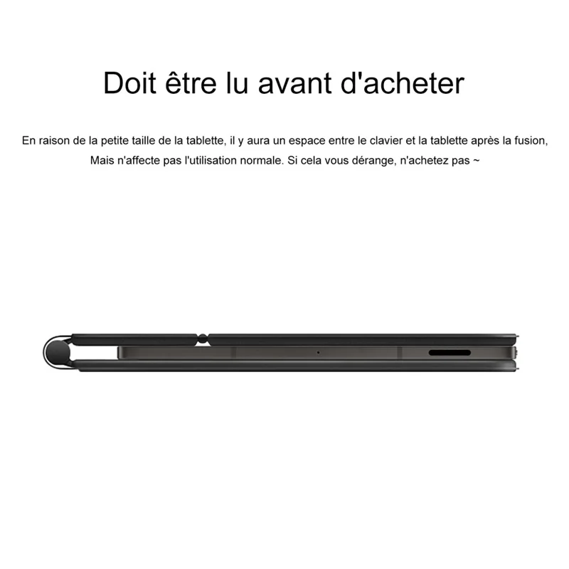 For Samsung Galaxy Tab S10 Lite Floating Magnetic Bluetooth-Compatible Keyboard (French) + Leather Tablet Case - Black