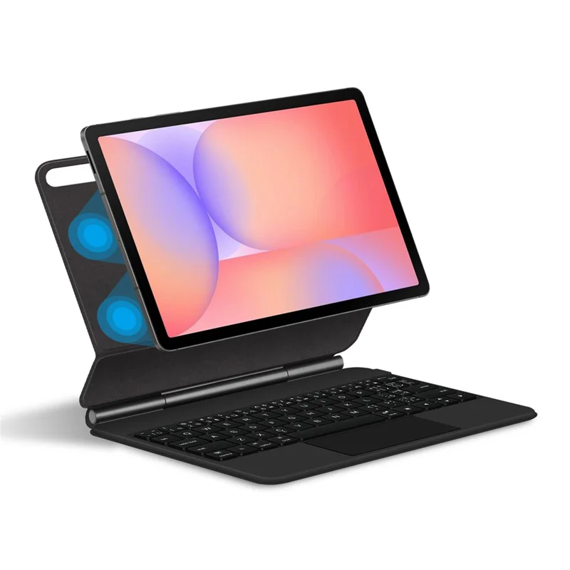 For Samsung Galaxy Tab S10 Lite Magnetic Floating Bluetooth-Compatible Keyboard (Portuguese) + Leather Tablet Case - Black