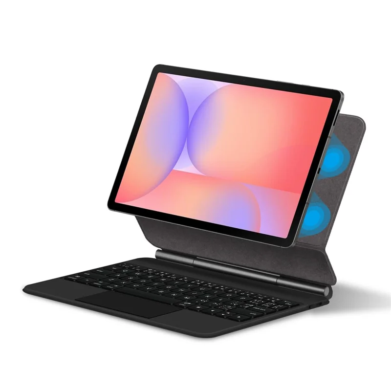 For Samsung Galaxy Tab S10 Lite Magnetic Floating Bluetooth-Compatible Keyboard (Portuguese) + Leather Tablet Case - Black