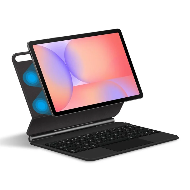 For Samsung Galaxy Tab S10 Lite Magnetic Floating Bluetooth-Compatible Keyboard (Spanish) + Leather Tablet Case - Black