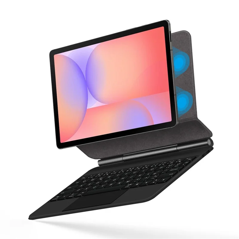 For Samsung Galaxy Tab S10 Lite Magnetic Floating Bluetooth-Compatible Keyboard (Spanish) + Leather Tablet Case - Black