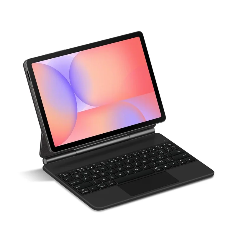 For Samsung Galaxy Tab S10 Lite Magnetic Floating Bluetooth-Compatible Keyboard (Spanish) + Leather Tablet Case - Black