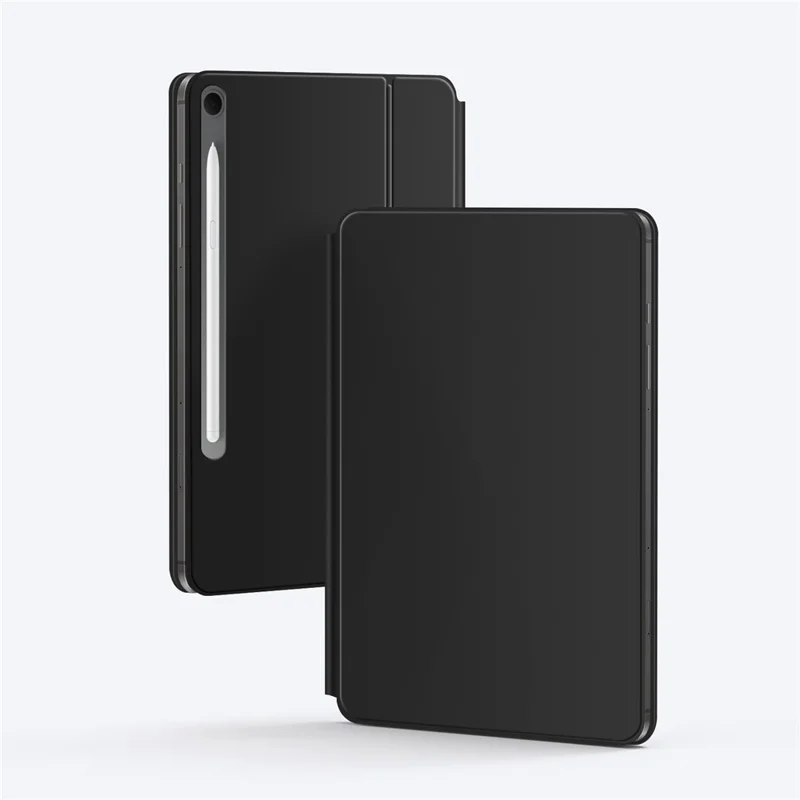 For Samsung Galaxy Tab S10 Lite Magnetic Floating Bluetooth-Compatible Keyboard (Spanish) + Leather Tablet Case - Black