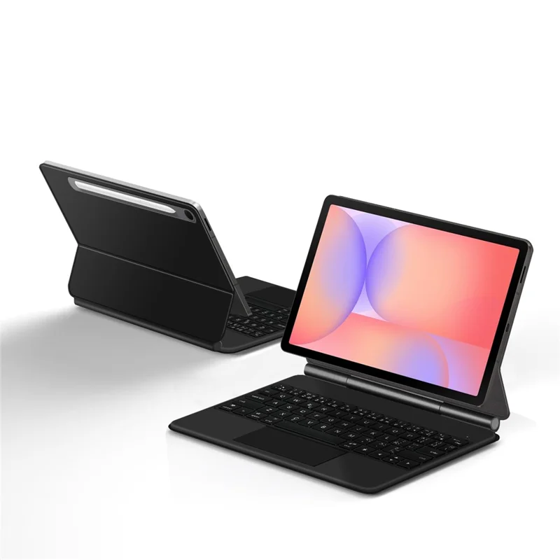 For Samsung Galaxy Tab S10 Lite Magnetic Floating Bluetooth-Compatible Keyboard (Spanish) + Leather Tablet Case - Black
