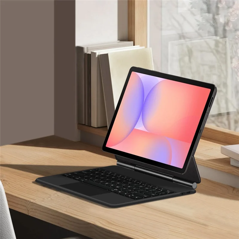 For Samsung Galaxy Tab S10 Lite Magnetic Floating Bluetooth-Compatible Keyboard (English) + Leather Tablet Case - Black