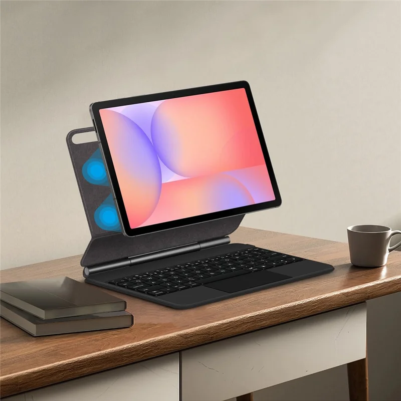 For Samsung Galaxy Tab S10 Lite Magnetic Floating Bluetooth-Compatible Keyboard (English) + Leather Tablet Case - Black