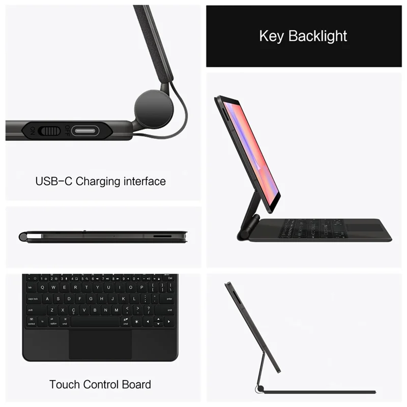 For Samsung Galaxy Tab S10 Lite Magnetic Floating Bluetooth-Compatible Keyboard (English) + Leather Tablet Case - Black