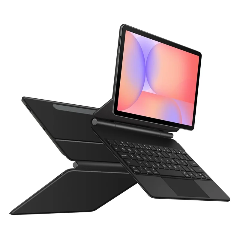 For Samsung Galaxy Tab S10 Lite Magnetic Floating Bluetooth-Compatible Keyboard (English) + Leather Tablet Case - Black