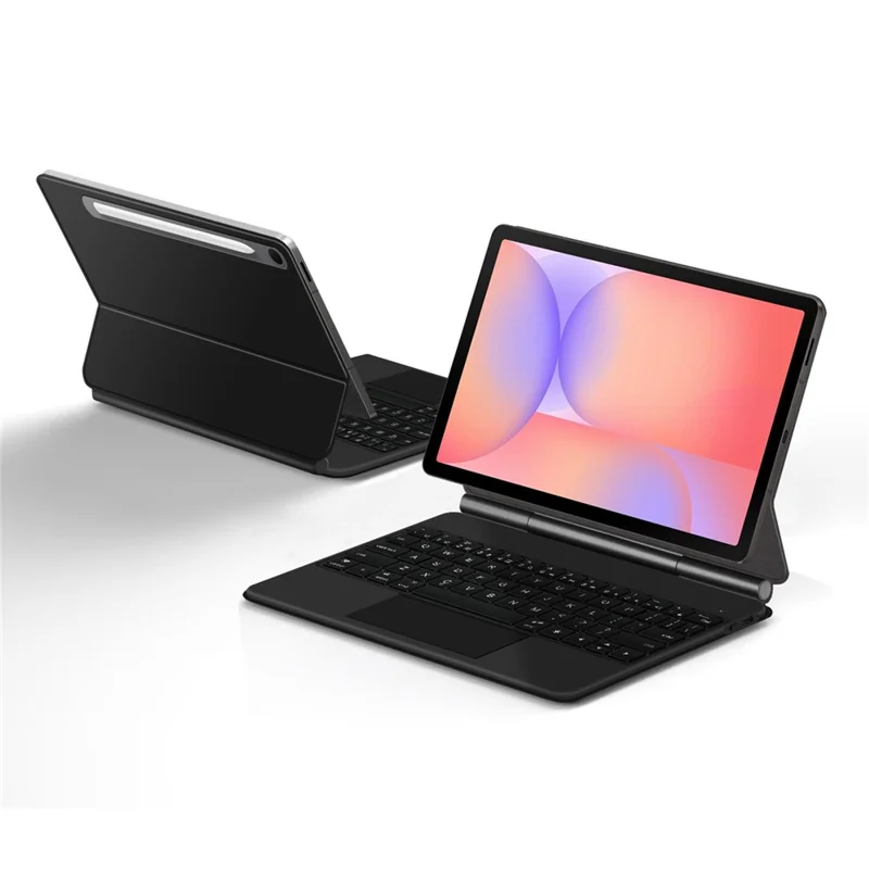 For Samsung Galaxy Tab S10 Lite Magnetic Floating Bluetooth-Compatible Keyboard (English) + Leather Tablet Case - Black