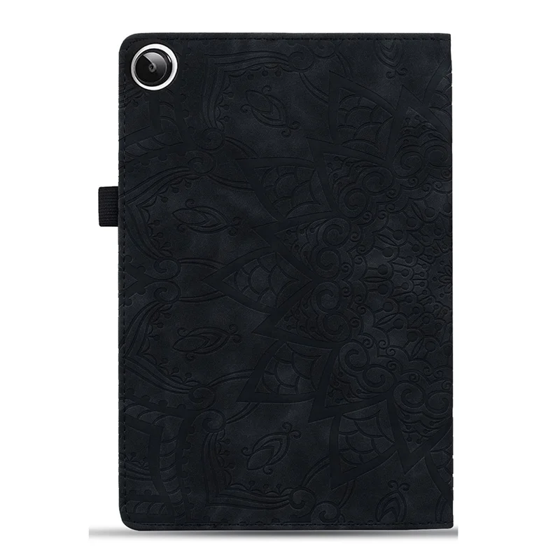 For Samsung Galaxy Tab A11 X133 X130 / Tab A9 Tablet Case Card Slots Leather Cover Flower Pattern - Black