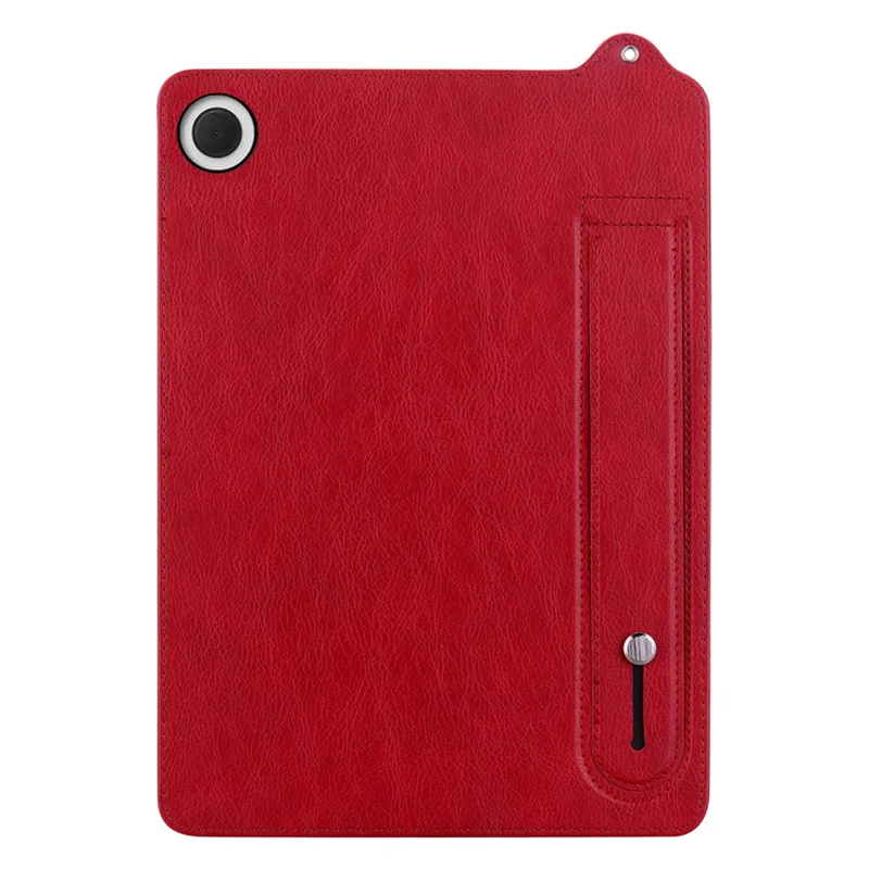 For Samsung Galaxy Tab A11 X133 X130 / Tab A9 Case Hand Strap Kickstand Leather Tablet Cover - Red