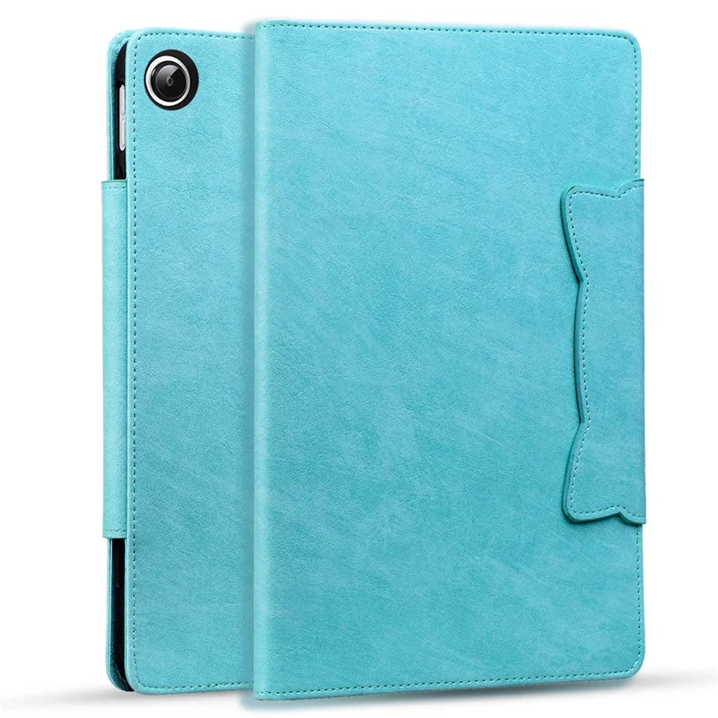 For Samsung Galaxy Tab A11 X133 X130 / Tab A9 Case Cat Buckle Closure Leather Protective Stand Cover - Baby Blue