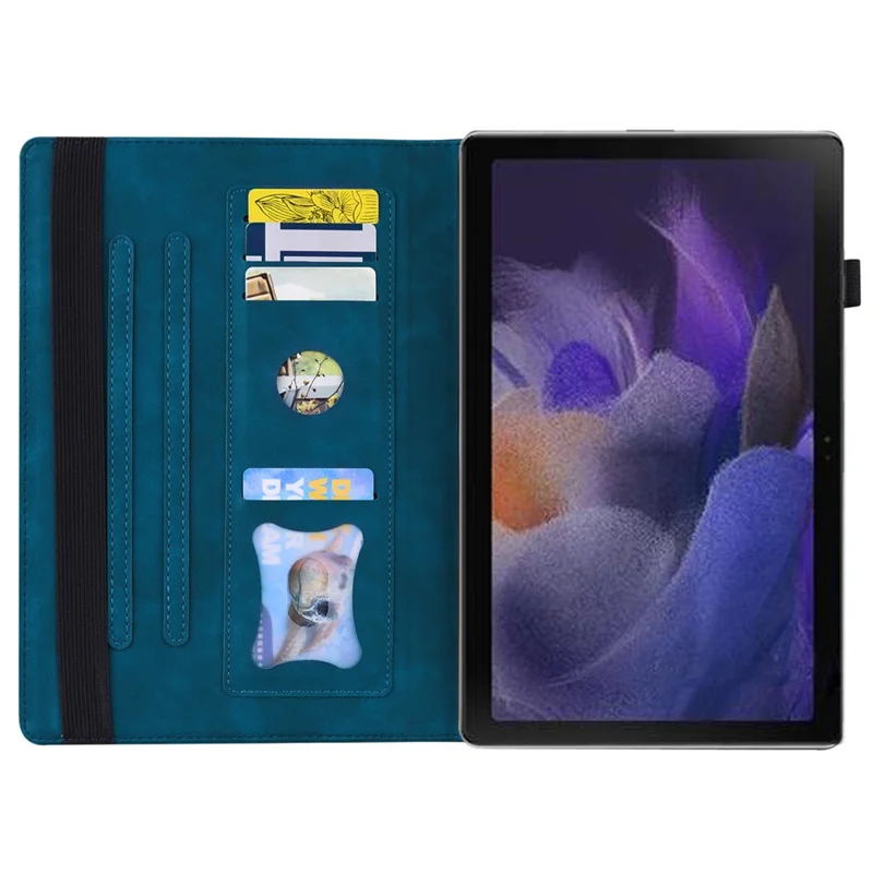 For Samsung Galaxy Tab A11 X133 X130 / Tab A9 Case PU Leather Protective Folio Tablet Cover with Card Holder - Blue