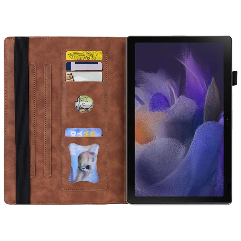 For Samsung Galaxy Tab A11 X133 X130 / Tab A9 Case PU Leather Protective Folio Tablet Cover with Card Holder - Brown