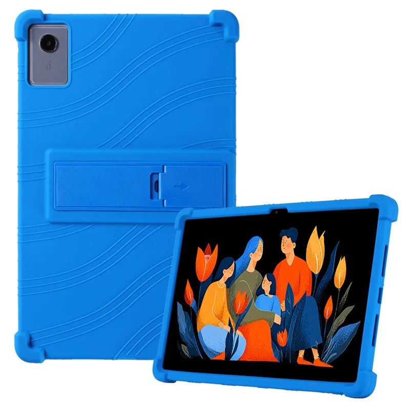 For Lenovo Xiaoxin Pad 2025 Case Adjustable Kickstand Silicone Tablet Protective Cover - Dark Blue
