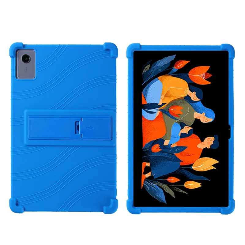 For Lenovo Xiaoxin Pad 2025 Case Adjustable Kickstand Silicone Tablet Protective Cover - Dark Blue