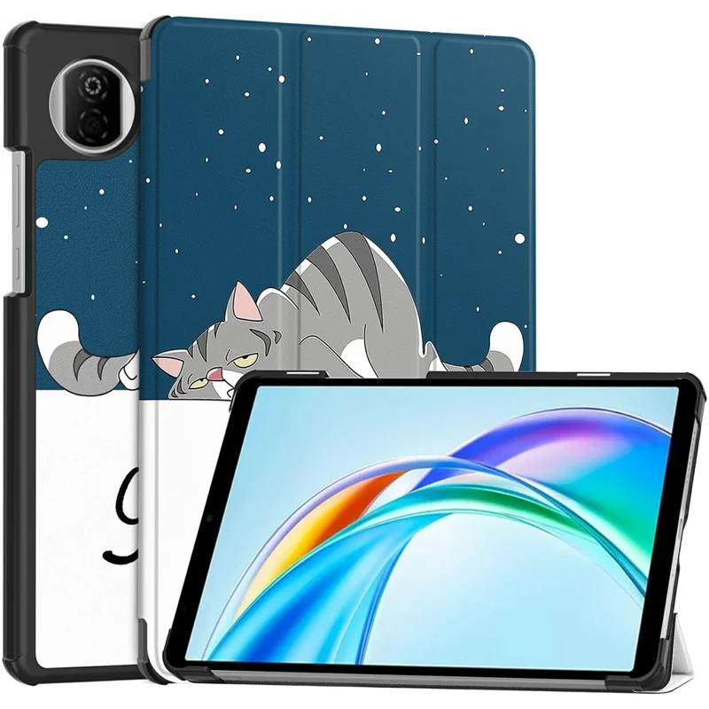 For Honor Pad X7 Case Pattern Print Leather Stand Tablet Cover - Cat