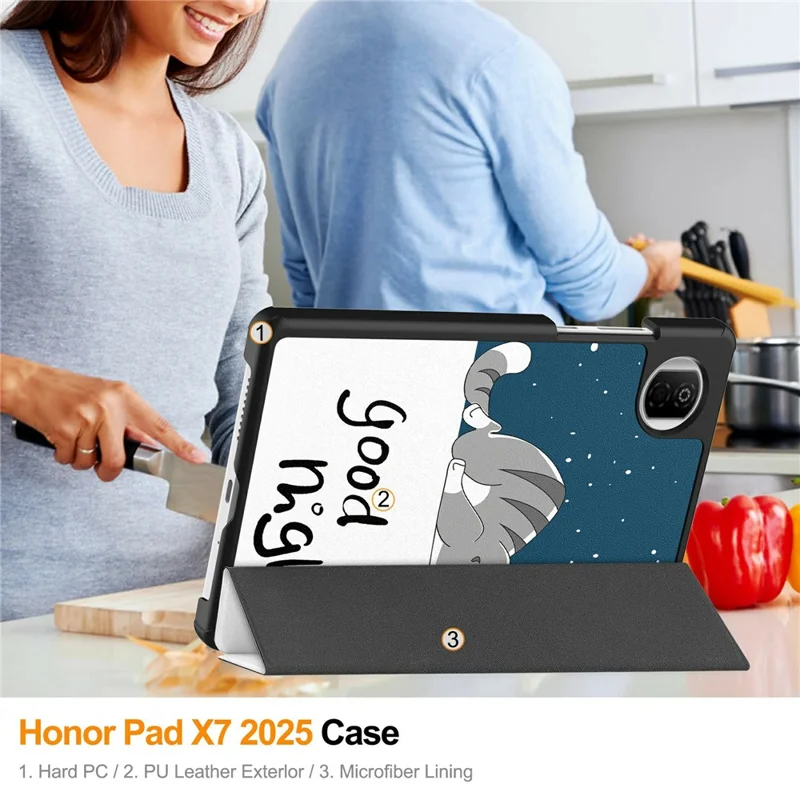 For Honor Pad X7 Case Pattern Print Leather Stand Tablet Cover - Cat