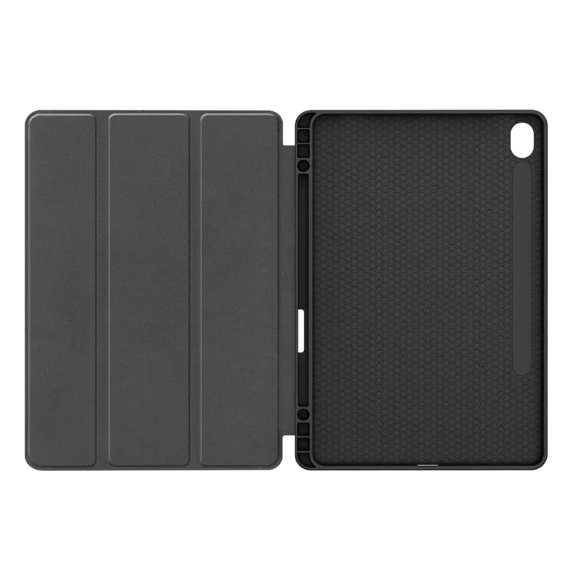 For Samsung Galaxy Tab S11 Stand Case Shock-Absorbent Leather Tablet Cover with Pen Slot - Red