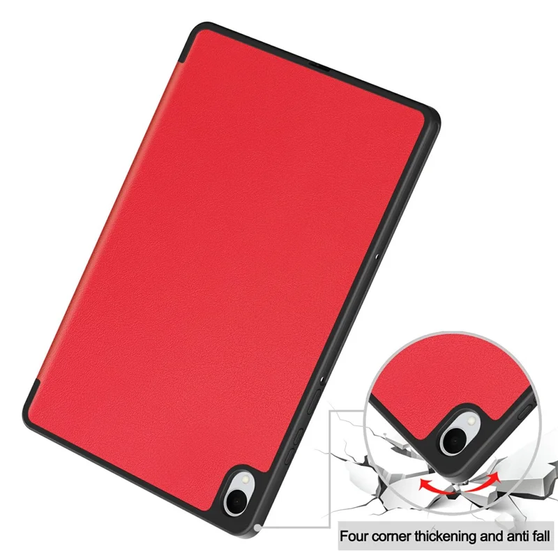 For Samsung Galaxy Tab S11 Stand Case Shock-Absorbent Leather Tablet Cover with Pen Slot - Red