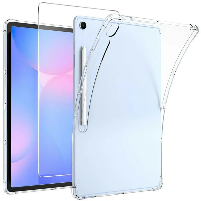 For Samsung Galaxy Tab S10 Lite Case TPU Drop-Resistant Clear Tablet Cover + Tempered Glass Screen Film