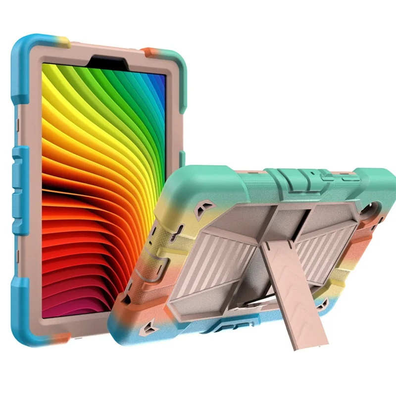 For Samsung Galaxy Tab A11 Tablet Case with Kickstand PC + Silicone Shockproof Protective Cover - Rainbow