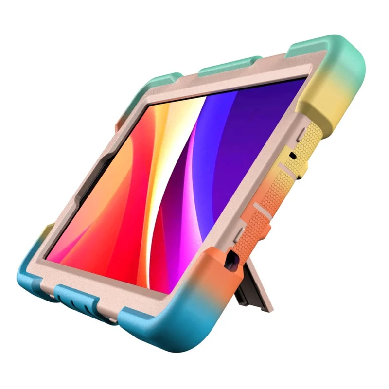 For Samsung Galaxy Tab A11 Tablet Case with Kickstand PC + Silicone Shockproof Protective Cover - Rainbow