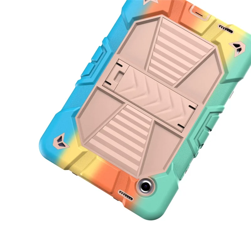 For Samsung Galaxy Tab A11 Tablet Case with Kickstand PC + Silicone Shockproof Protective Cover - Rainbow
