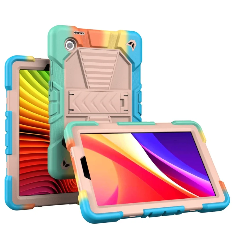 For Samsung Galaxy Tab A11 Tablet Case with Kickstand PC + Silicone Shockproof Protective Cover - Rainbow