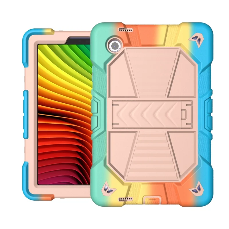 For Samsung Galaxy Tab A11 Tablet Case with Kickstand PC + Silicone Shockproof Protective Cover - Rainbow