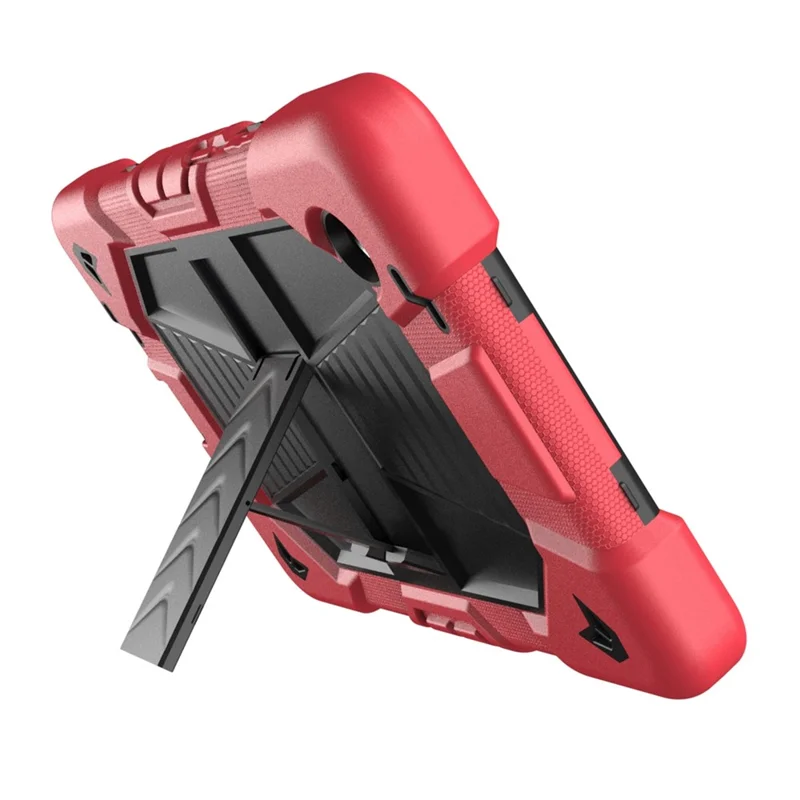 Til Samsung Galaxy Tab A11 tablettilfælde med støtteben PC + Silikone stødfaste beskyttelsesdæksel - Rød + Sort