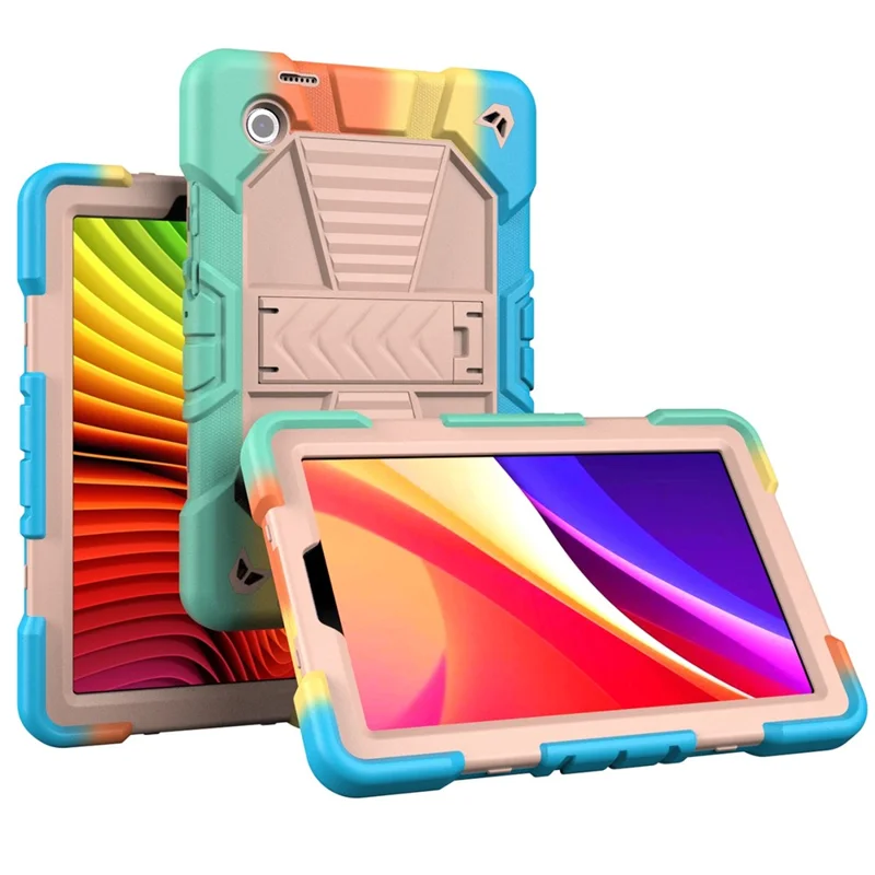 For Samsung Galaxy Tab A11+ Tablet Case with Kickstand PC + Silicone Shockproof Protective Cover - Rainbow
