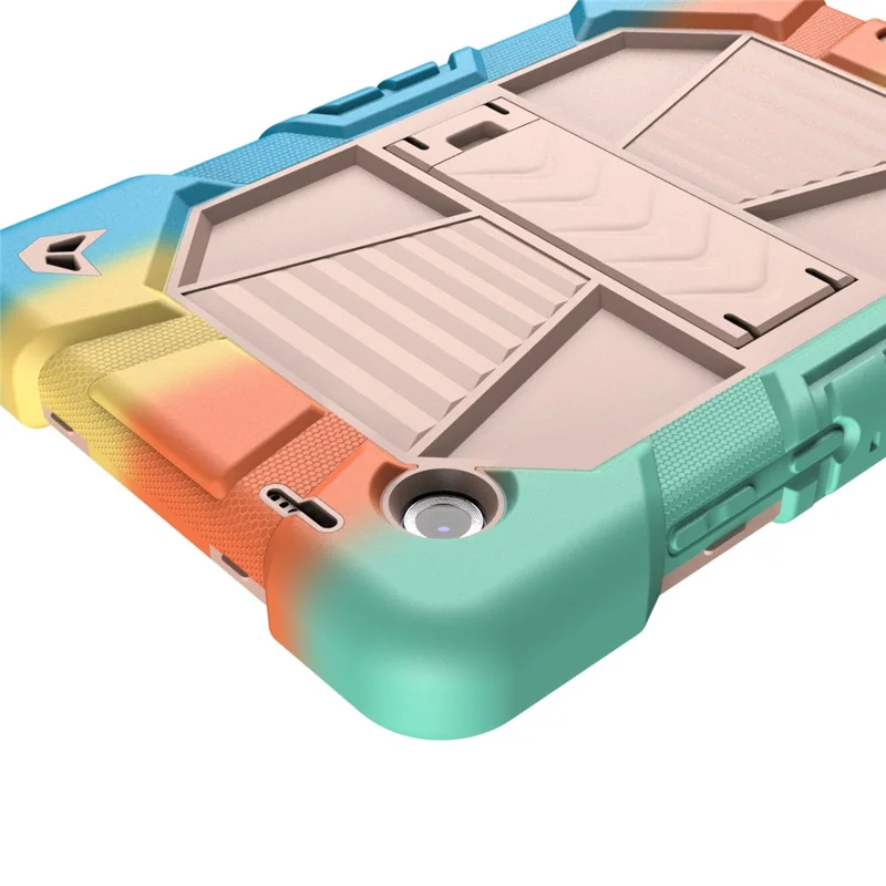 For Samsung Galaxy Tab A11+ Tablet Case with Kickstand PC + Silicone Shockproof Protective Cover - Rainbow