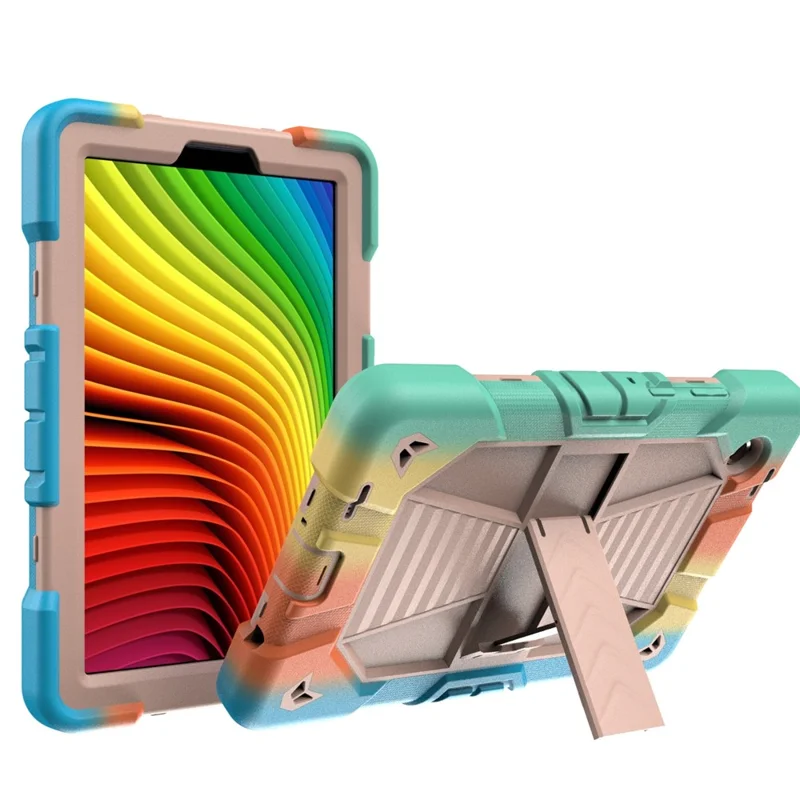 For Samsung Galaxy Tab A11+ Tablet Case with Kickstand PC + Silicone Shockproof Protective Cover - Rainbow