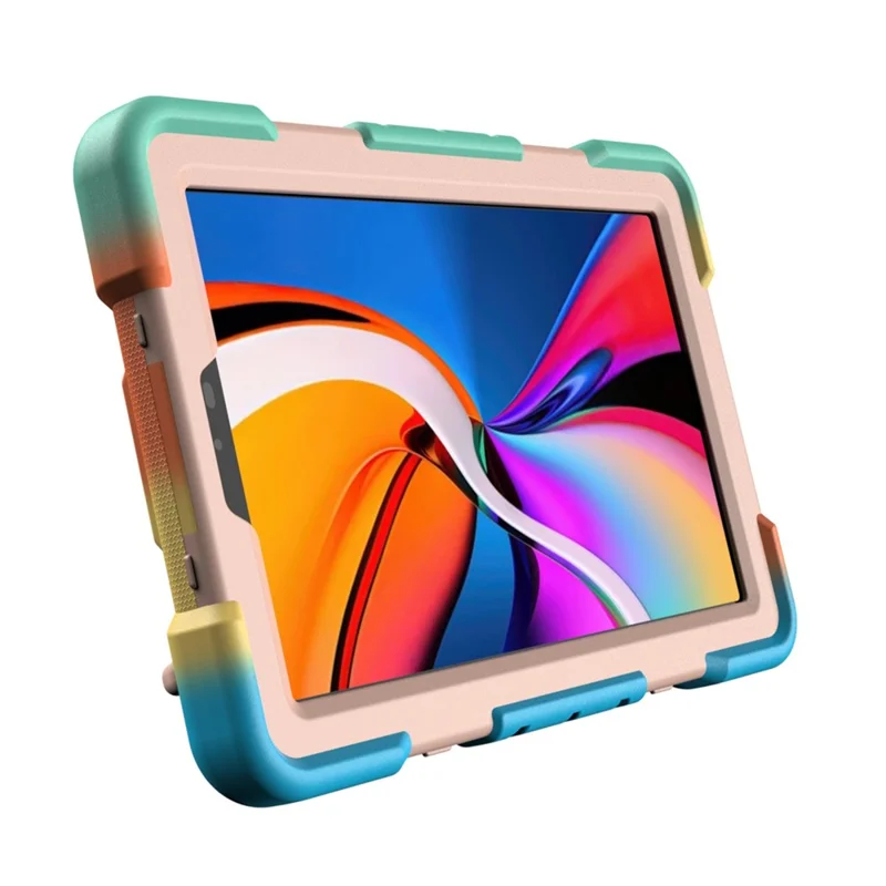 For Samsung Galaxy Tab A9 Case with Hand Grip Kickstand PC + Silicone Tablet Cover - Rainbow