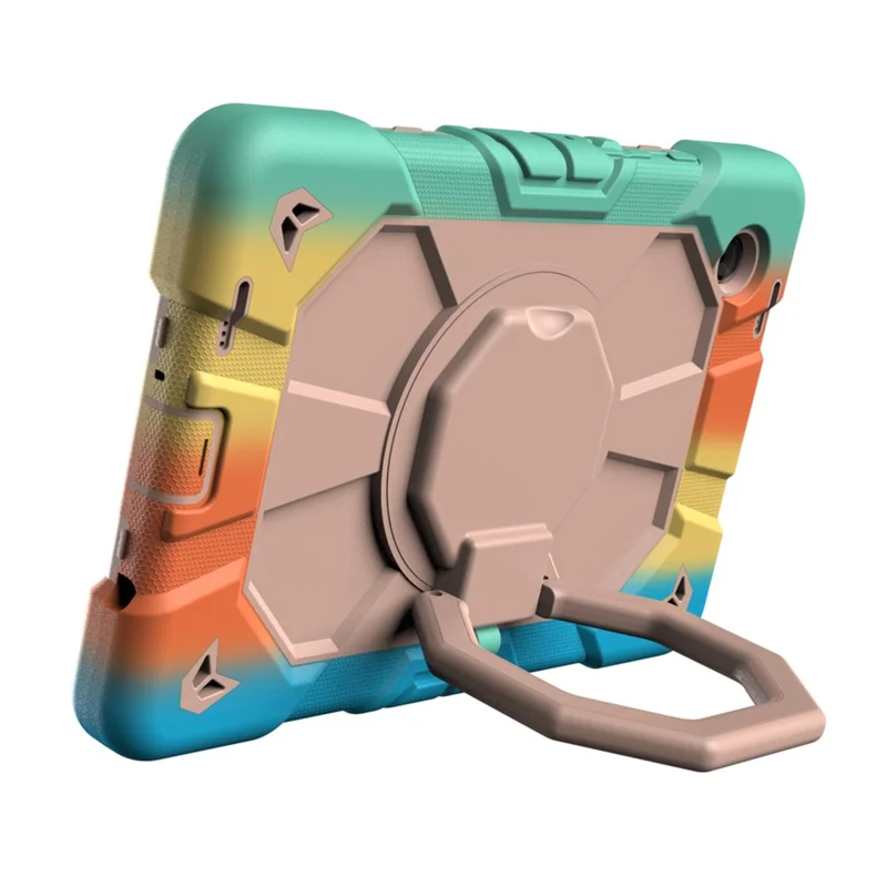 For Samsung Galaxy Tab A9 Case with Hand Grip Kickstand PC + Silicone Tablet Cover - Rainbow