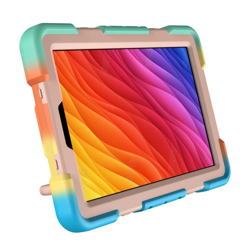 For Samsung Galaxy Tab A11 Case with Hand Grip Kickstand PC + Silicone Tablet Cover - Rainbow