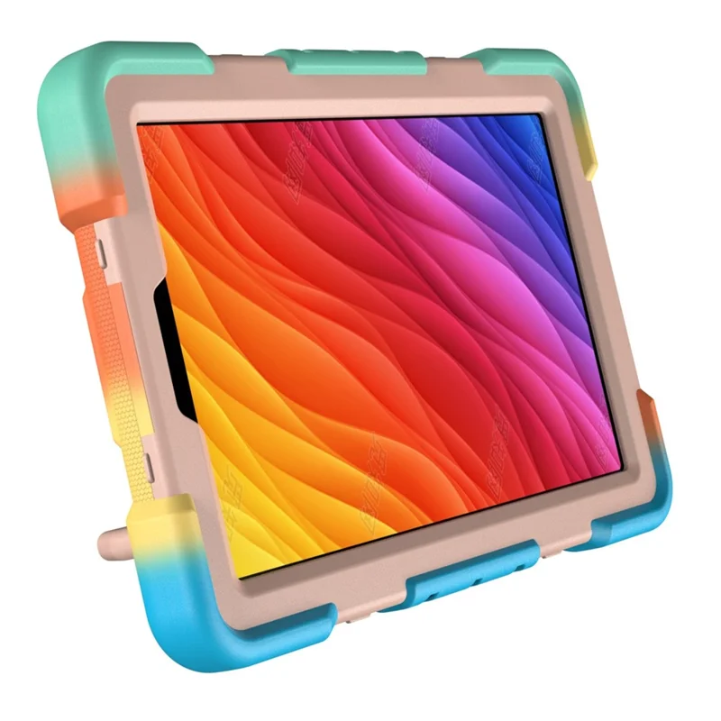 For Samsung Galaxy Tab A11+ Case with Hand Grip Kickstand PC + Silicone Tablet Cover - Rainbow