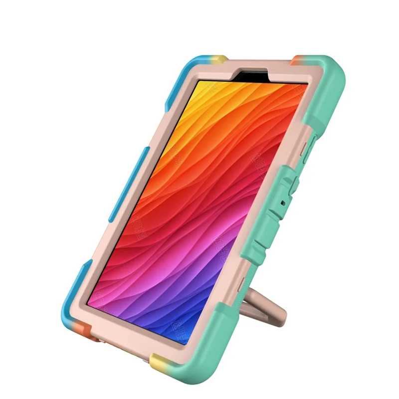 For Samsung Galaxy Tab A11+ Case with Hand Grip Kickstand PC + Silicone Tablet Cover - Rainbow