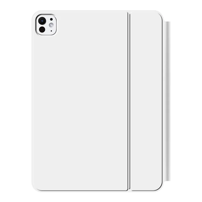 For iPad Pro 13 (2025) / 13 (2024) Smart Pogo Pin Direct Connection Keyboard (Spanish Layout) + Leather Tablet Case - White