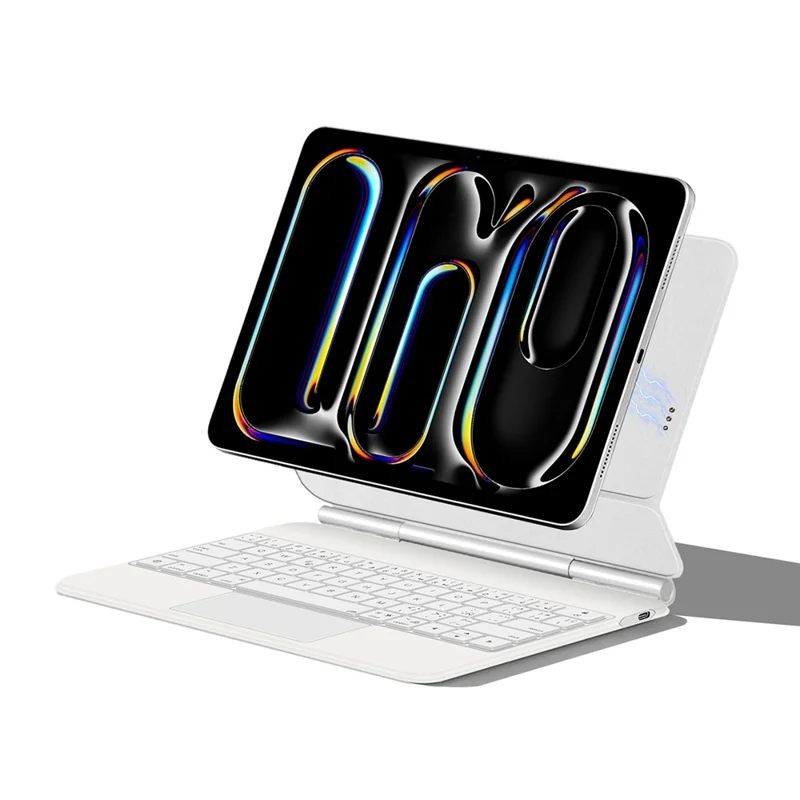 For iPad Pro 13 (2025) / 13 (2024) Smart Pogo Pin Direct Connection Keyboard (Spanish Layout) + Leather Tablet Case - White