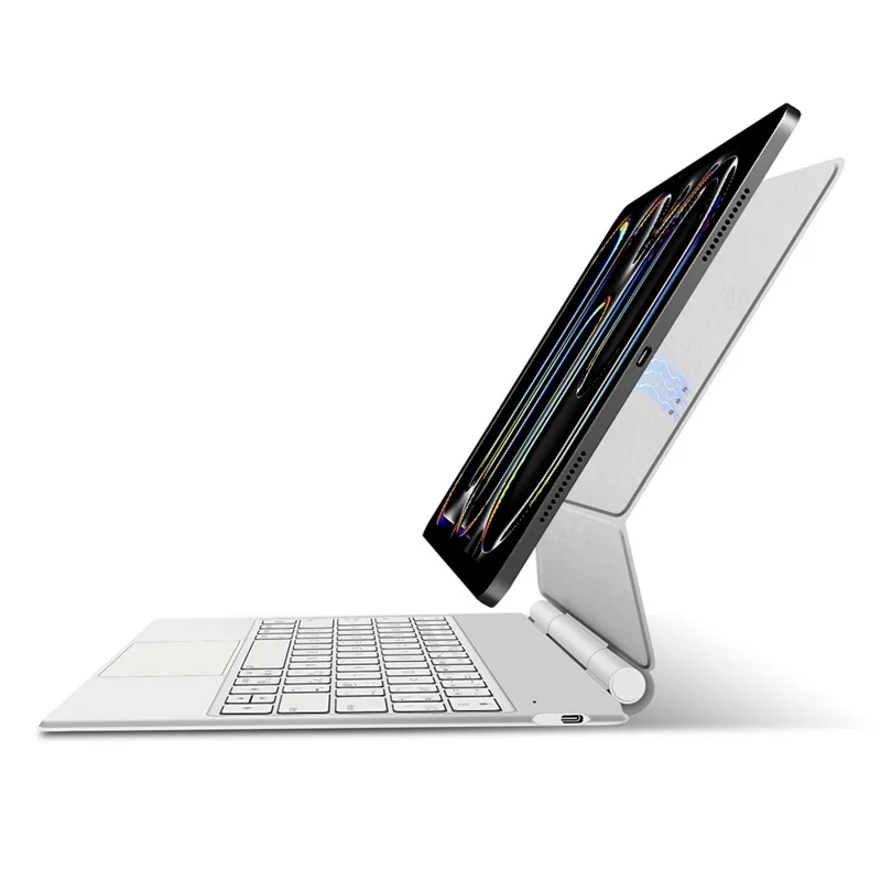 For iPad Pro 13 (2025) / 13 (2024) Smart Pogo Pin Direct Connection Keyboard (Spanish Layout) + Leather Tablet Case - White